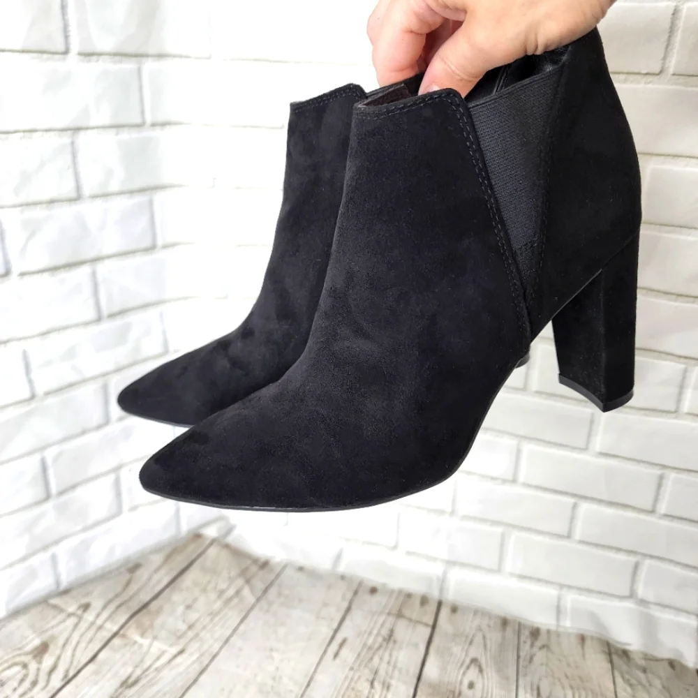 Marc Fisher Kalita Women's Ankle Boot Heels Slip On Pointed Toe Black - Picture 3 of 14